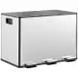 Papelera Cocina de Acero Inoxidable con 3 Compartimentos 3x10L con Pedales Tapas de Cierre Suave y Cubo Extraíble Plata