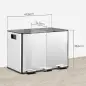 Papelera Cocina de Acero Inoxidable con 3 Compartimentos 3x10L con Pedales Tapas de Cierre Suave y Cubo Extraíble Plata