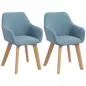 Juego de 2 Sillas de Comedor Modernas Tapizadas en Terciopelo con Patas de Madera para Salón 54x57x80 cm Azul