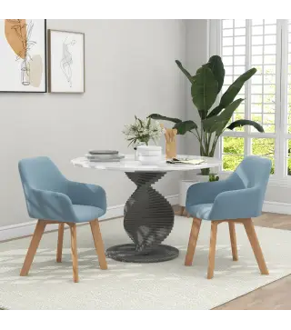 Juego de 2 Sillas de Comedor Modernas Tapizadas en Terciopelo con Patas de Madera para Salón 54x57x80 cm Azul