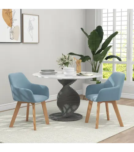 Juego de 2 Sillas de Comedor Modernas Tapizadas en Terciopelo con Patas de Madera para Salón 54x57x80 cm Azul