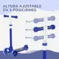 Patinete Infantil Patinete con 3 Ruedas Luces LED Altura Ajustable Carga 25 kg 52x29x63-76 cm Azul