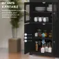 Aparador de Comedor Armario de Cocina con 4 Puertas 2 Estantes Abiertos y Estante Ajustable para Salón 60x30x162cm Negro