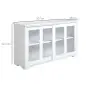 Aparador de Cocina Moderno Mueble Auxiliar con 2 Puertas Corredizas de Vidrio y Estante Ajustable 107x33x62,5 cm Blanco