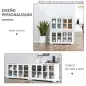 Aparador de Cocina Moderno Mueble Auxiliar con 2 Puertas Corredizas de Vidrio y Estante Ajustable 107x33x62,5 cm Blanco Aparador de Cocina Moderno Mueble Auxiliar con 2 Puertas Corredizas de Vidrio y Estante Ajustable 107x33x62,5 cm Blanco