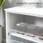 Aparador de Cocina Moderno Mueble Auxiliar con 2 Puertas Corredizas de Vidrio y Estante Ajustable 107x33x62,5 cm Blanco Aparador de Cocina Moderno Mueble Auxiliar con 2 Puertas Corredizas de Vidrio y Estante Ajustable 107x33x62,5 cm Blanco