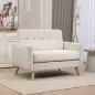 Sofá de 2 Plazas Moderno con Reposabrazos y Patas de Madera Carga 240 kg para Dormitorio Oficina 114x71x82 cm Beige