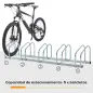 Aparcamiento para 4 Bicicletas Soporte de Acero para Aparcar Bicicletas en el Suelo o Pared 110x33x27 cm Plata