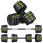 Kit de Mancuernas 30kg 2 en 1 con Barra de Pesas Mango Antideslizante para Entrenamiento de Fuerza Negro Verde