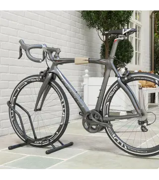 Soporte para Bicicletas de Acero Aparca Bicis de Suelo Portátil para Interior y Exterior 59x41x38 cm Negro