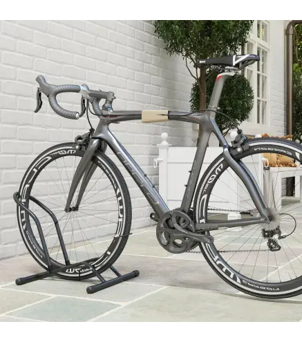 Soporte para Bicicletas de Acero Aparca Bicis de Suelo Portátil para Interior y Exterior 59x41x38 cm Negro