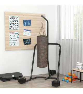 Soporte para Sacos de Boxeo con Marco de Acero Carga de 60 kg para Entrenamiento en Gimnasio Hogar Negro