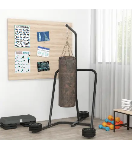 Soporte para Sacos de Boxeo con Marco de Acero Carga de 60 kg para Entrenamiento en Gimnasio Hogar Negro