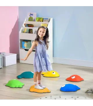 Conjunto de 6 Piezas Bloques de Equilibrio Apilables con Borde Antideslizante Forma de Pez Dorado Multicolor