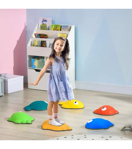 Conjunto de 6 Piezas Bloques de Equilibrio Apilables con Borde Antideslizante Forma de Pez Dorado Multicolor