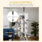 Árbol para Gatos de Suelo a Techo de 240-260 cm con Altura Ajustable Múltiples Plataformas Cuevas Cestos y Rampas Gris