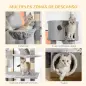 Árbol para Gatos de Suelo a Techo de 240-260 cm con Altura Ajustable Múltiples Plataformas Cuevas Cestos y Rampas Gris