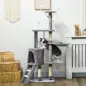 Árbol para Gatos de 134,2 cm con Nidos Plataformas Casetas Ratón de Juego Hamaca y Postes de Sisal 50x35x134,2 cm Gris