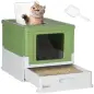 Arenero Cubierto para Gatos Desmontable con Entrada Frontal y Salida Superior 47,5x35,5x36,7 cm Verde Aguacate y Blanco