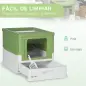 Arenero Cubierto para Gatos Desmontable con Entrada Frontal y Salida Superior 47,5x35,5x36,7 cm Verde Aguacate y Blanco