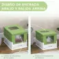 Arenero Cubierto para Gatos Desmontable con Entrada Frontal y Salida Superior 47,5x35,5x36,7 cm Verde Aguacate y Blanco