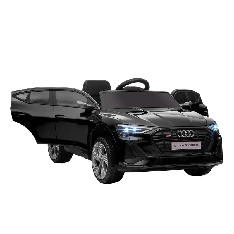 Coche de Batería para Niños 12V Audi E-tron con Mando a Distancia Faros Bocina Música Velocidad 3-5 km/h Negro
