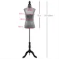 Maniquí de Costura Ajustable a 130-168 cm con Trípode de Madera para Fotografía de Moda Exposición de Prendas Gris