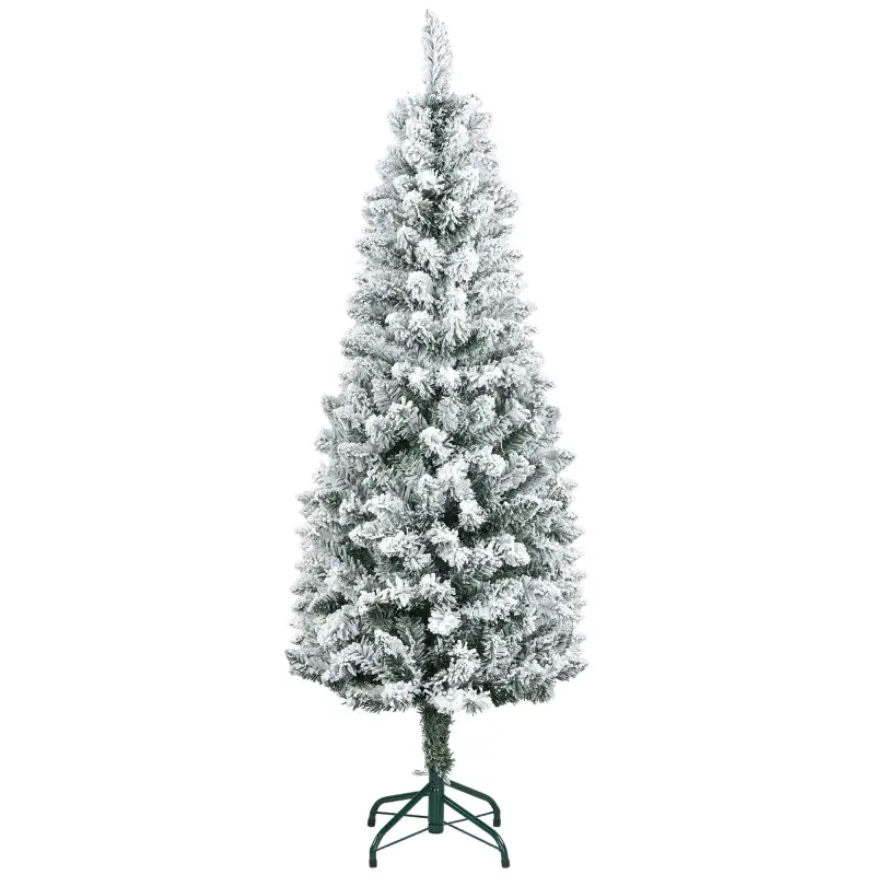 Árbol de Navidad Artificial Nevado 150 cm con 317 Ramas y Soporte de Metal Árbol de Navideño para Salón Interior Verde