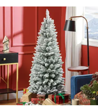 Árbol de Navidad Artificial Nevado 150 cm con 317 Ramas y Soporte de Metal Árbol de Navideño para Salón Interior Verde