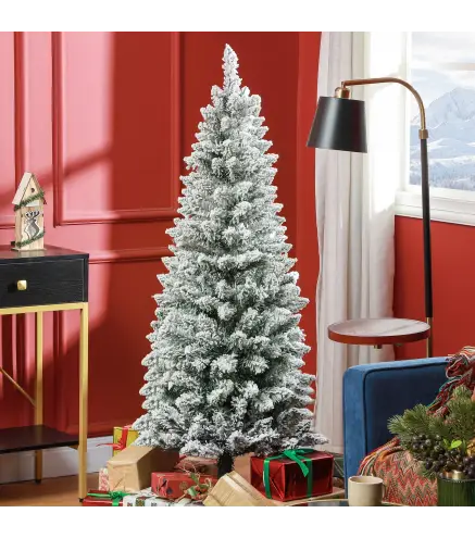 Árbol de Navidad Artificial Nevado 150 cm con 317 Ramas y Soporte de Metal Árbol de Navideño para Salón Interior Verde