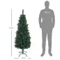 Árbol de Navidad Tipo Lápiz 150 cm con Base Plegable y 317 Ramas para Dormitorio Oficina Verde