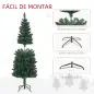 Árbol de Navidad Tipo Lápiz 150 cm con Base Plegable y 317 Ramas para Dormitorio Oficina Verde