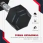 Juego de Mancuernas de 2x6kg con Barra de Conexión Metálica y Cabeza Hexagonal para Entrenamiento en Casa Negro y Plata
