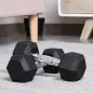 Juego de Mancuernas de 2x4 kg con Barra de Conexión Metálica y Cabeza Hexagonal para Entrenamiento en Casa Negro y Plata
