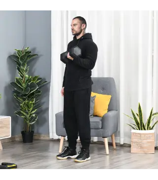 Mancuerna Hexagonal 15 KG con Barra de Conexión Metálica para Entrenamiento en Casa Gimnasio Oficina Negro y Plata