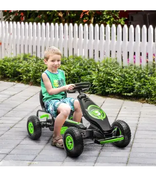 Coche de Pedales para Niños de 5-12 Años con Asiento Ajustable Neumáticos Inflables Amortiguador Carga 50kg Negro Verde