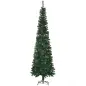 Árbol de Navidad 225 cm de 706 Ramas Árbol de Navidad Estrecho Forma de Lápiz con 56 Piñas Base Plegable Verde