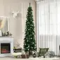 Árbol de Navidad 225 cm de 706 Ramas Árbol de Navidad Estrecho Forma de Lápiz con 56 Piñas Base Plegable Verde