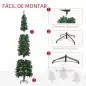 Árbol de Navidad 225 cm de 706 Ramas Árbol de Navidad Estrecho Forma de Lápiz con 56 Piñas Base Plegable Verde