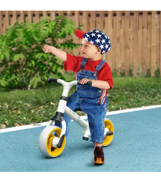 Bicicleta de Equilibrio Infantil +18 Meses con Asiento Ajustable en Altura Carga 25 kg 66,5x34x47 cm Blanco y Naranja