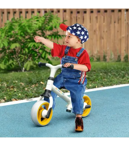 Bicicleta de Equilibrio Infantil +18 Meses con Asiento Ajustable en Altura Carga 25 kg 66,5x34x47 cm Blanco y Naranja