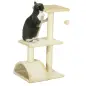 Árbol para Gatos de 3 Niveles Torre para Gatos con Postes de Sisal Tablero para Rascar y Bola Colgante Crema
