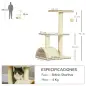 Árbol para Gatos de 3 Niveles Torre para Gatos con Postes de Sisal Tablero para Rascar y Bola Colgante Crema