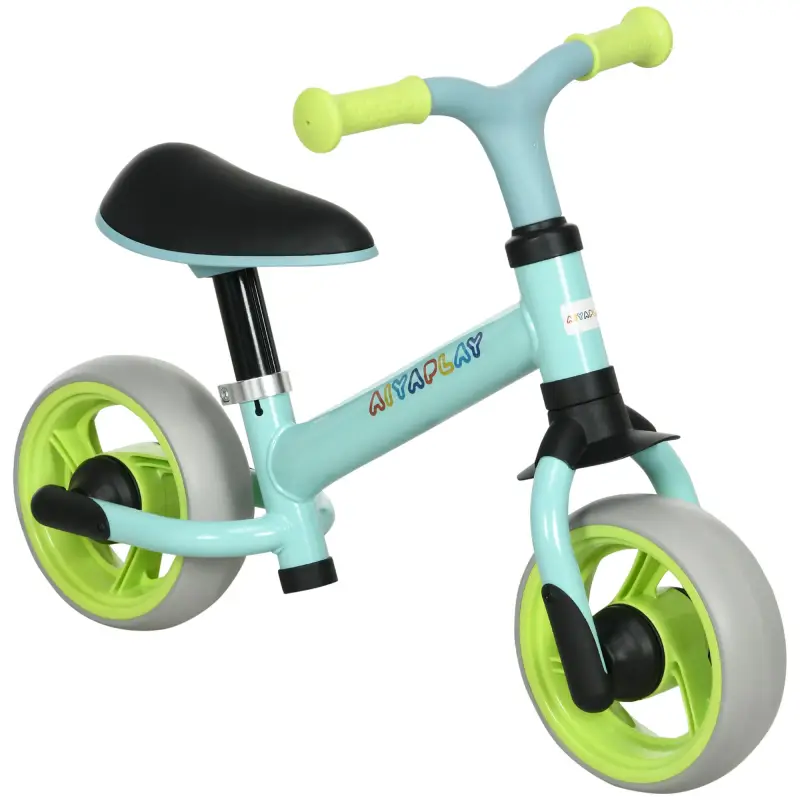 Bicicleta de Equilibrio para Niños de 18-48 Meses con Asiento Ajustable en Altura 66,5x34x47 cm Verde y Turquesa