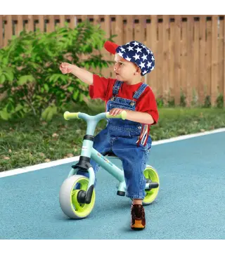 Bicicleta de Equilibrio para Niños de 18-48 Meses con Asiento Ajustable en Altura 66,5x34x47 cm Verde y Turquesa