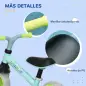 Bicicleta de Equilibrio para Niños de 18-48 Meses con Asiento Ajustable en Altura 66,5x34x47 cm Verde y Turquesa