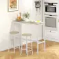 Mesa Alta de Cocina con Taburetes Marco de Acero Estilo Industrial Mesa Alta para Comedor Natural y Blanco