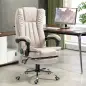 Silla de Oficina con 6 Puntos de Masaje Ajustable con Función Calefacción Reposapiés Retráctil y Control Remoto Crema