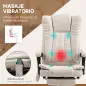 Silla de Oficina con 6 Puntos de Masaje Ajustable con Función Calefacción Reposapiés Retráctil y Control Remoto Crema