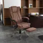 Silla de Oficina con 6 Puntos de Masaje Ajustable con Función Calefacción Reposapiés Retráctil y Control Remoto Marrón